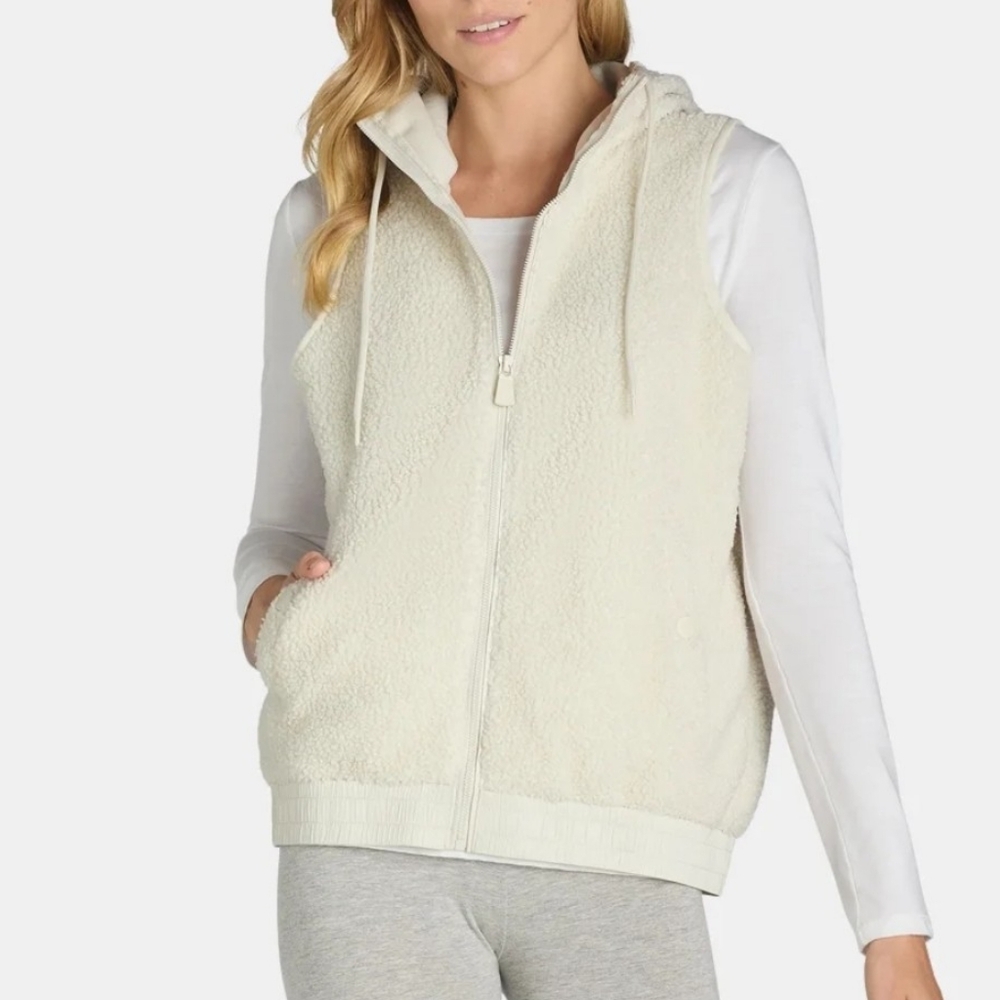 Avia~Faux Sherling Hooded Fleece Full Zip Vest "Silver Birch" NWT ~ XL & Large‎
